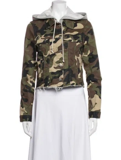 Pre-owned Veronica Beard Camouflage Print Denim Jacket In Green
