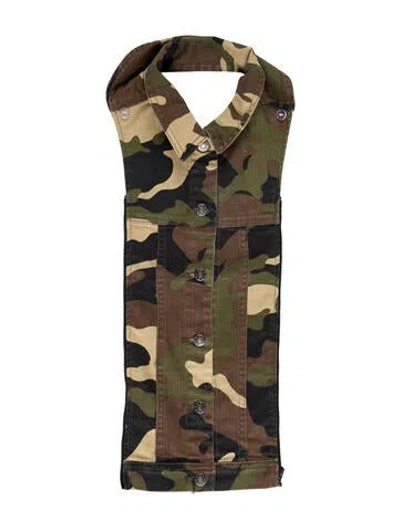 Pre-owned Veronica Beard Camouflage Print Dickey In Green