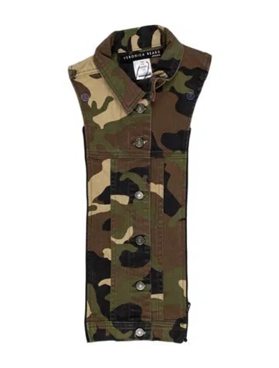 Pre-owned Veronica Beard Camouflage Print Dickey W/ Tags In Green