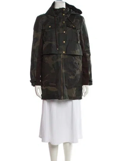 Pre-owned Veronica Beard Camouflage Print Faux Fur Vest In Green