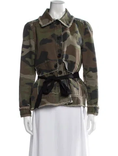 Pre-owned Veronica Beard Camouflage Print Jacket In Green