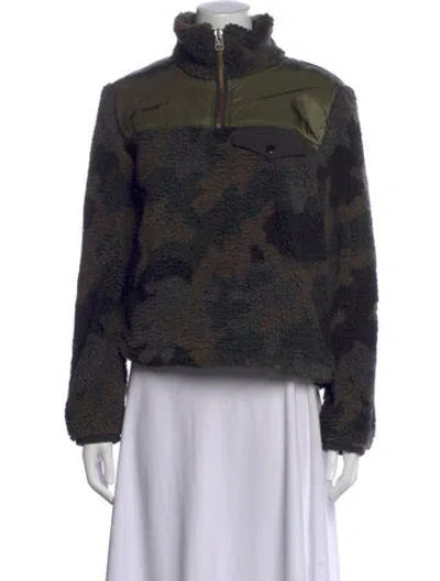 Pre-owned Veronica Beard Camouflage Print Long Sleeve Sweatshirt In Green