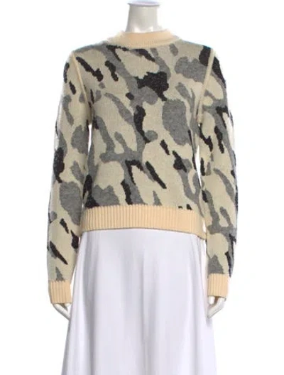 Pre-owned Veronica Beard Camouflage Print Mock Neck Sweater In Gray