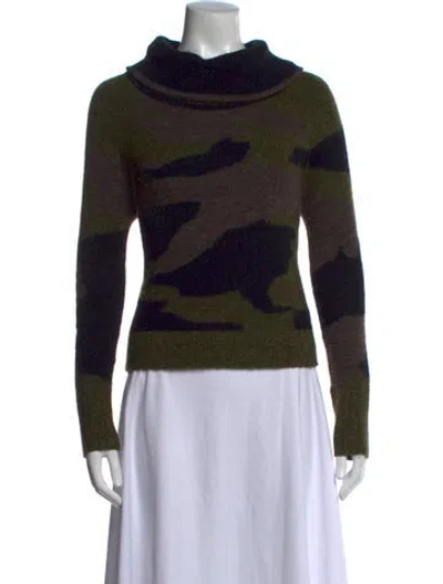 Pre-owned Veronica Beard Camouflage Print Mock Neck Sweater In Green