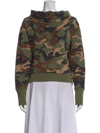 Pre-owned Veronica Beard Camouflage Print Mock Neck Sweatshirt In Green