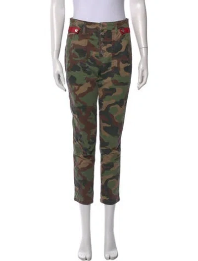 Pre-owned Veronica Beard Camouflage Print Skinny Leg Pants In Green