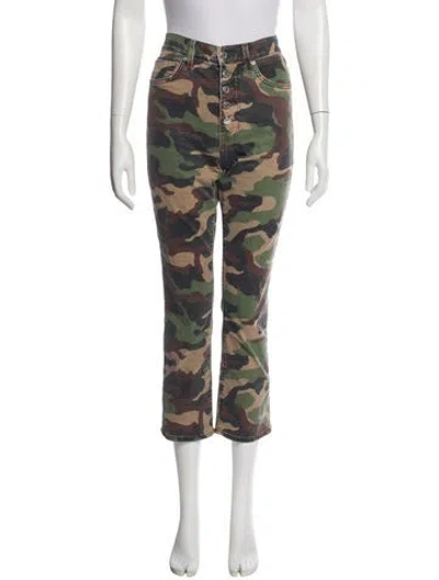 Pre-owned Veronica Beard Camouflage Print Straight Leg Pants In Green