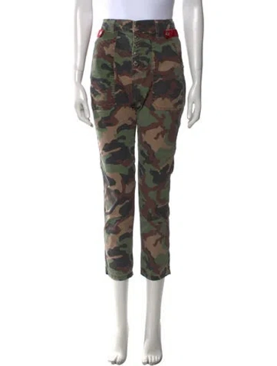 Pre-owned Veronica Beard Camouflage Print Straight Leg Pants In Green