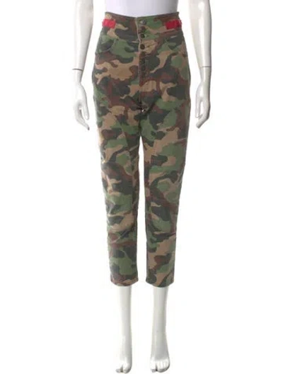 Pre-owned Veronica Beard Camouflage Print Straight Leg Pants In Green