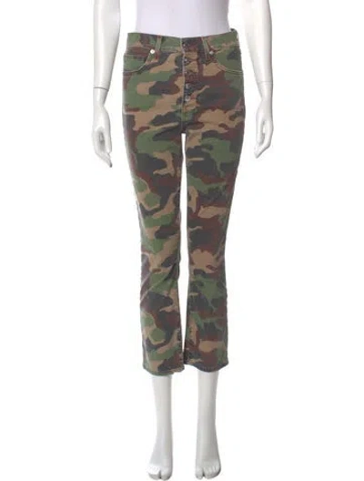 Pre-owned Veronica Beard Camouflage Print Straight Leg Pants In Green