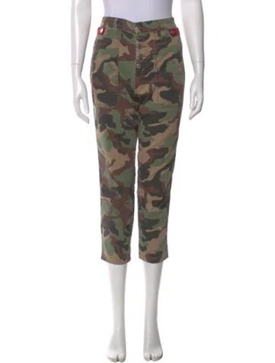 Pre-owned Veronica Beard Camouflage Print Straight Leg Pants In Green