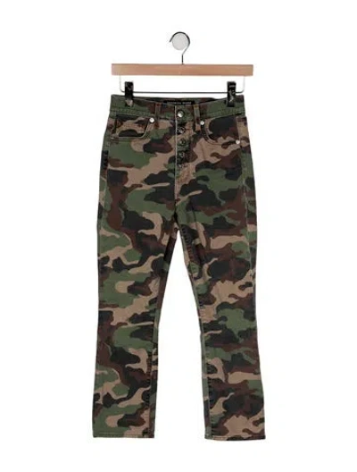 Pre-owned Veronica Beard Camouflage Print Straight Leg Pants In Green