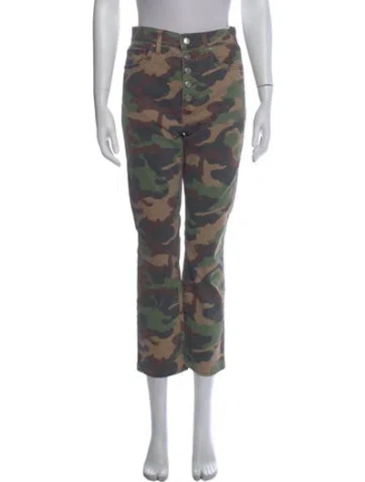 Pre-owned Veronica Beard Camouflage Print Straight Leg Pants In Green