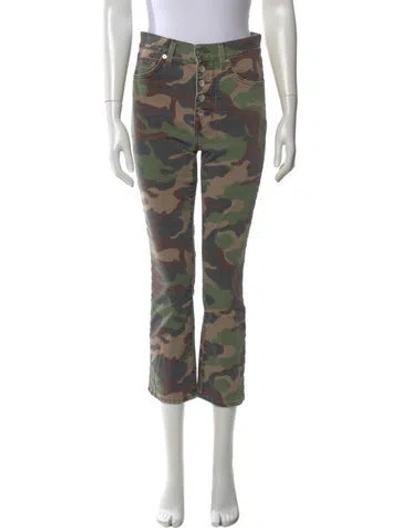Pre-owned Veronica Beard Camouflage Print Straight Leg Pants In Green
