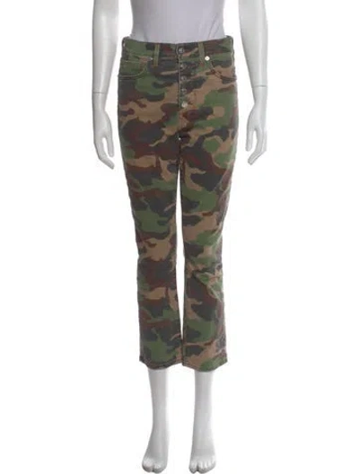 Pre-owned Veronica Beard Camouflage Print Straight Leg Pants In Green