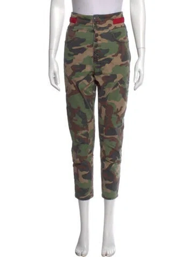 Pre-owned Veronica Beard Camouflage Print Straight Leg Pants In Green