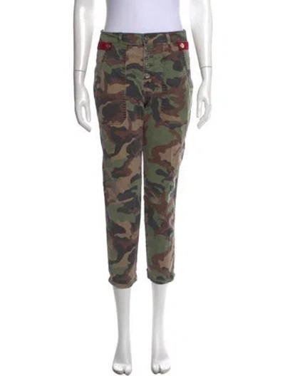 Pre-owned Veronica Beard Camouflage Print Straight Leg Pants In Green