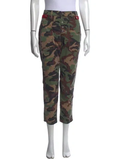 Pre-owned Veronica Beard Camouflage Print Straight Leg Pants In Green