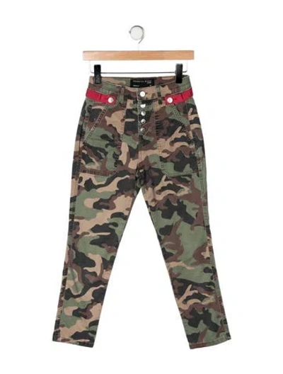 Pre-owned Veronica Beard Camouflage Print Straight Leg Pants In Green