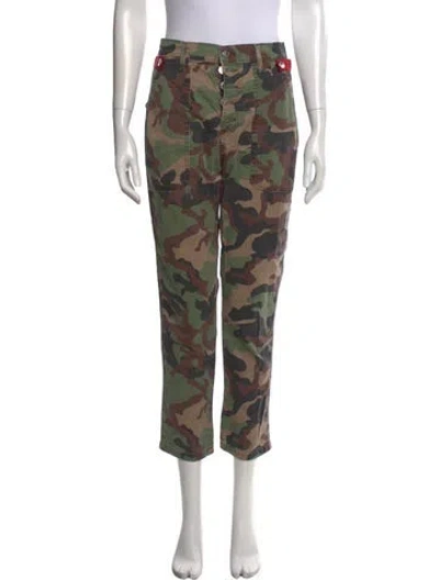 Pre-owned Veronica Beard Camouflage Print Straight Leg Pants In Green
