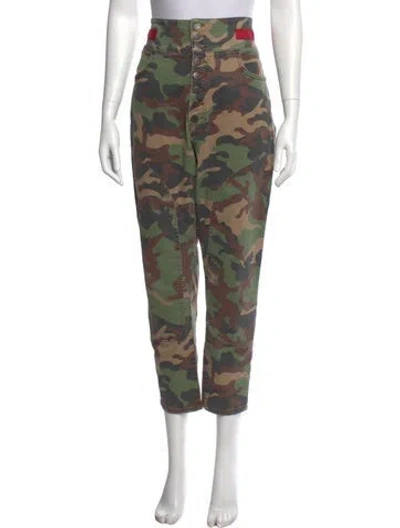 Pre-owned Veronica Beard Camouflage Print Straight Leg Pants In Multi