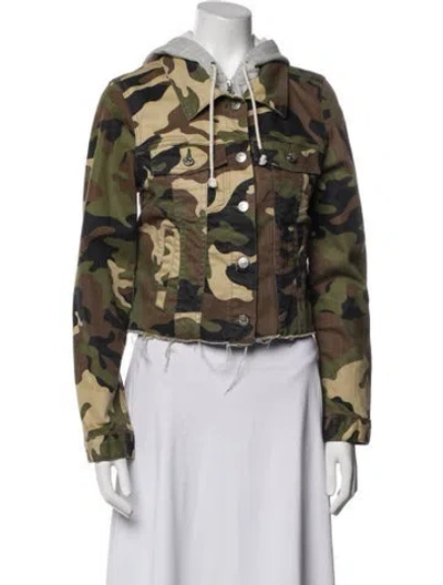 Pre-owned Veronica Beard Camouflage Print Utility Jacket In Green