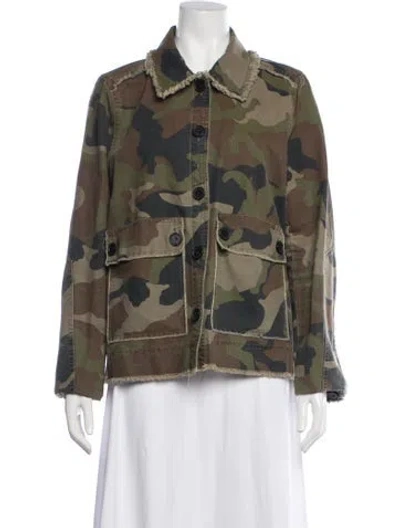 Pre-owned Veronica Beard Camouflage Print Utility Jacket In Green