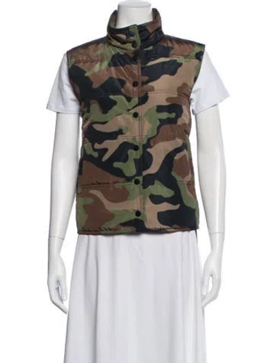 Pre-owned Veronica Beard Camouflage Print Vest In Green