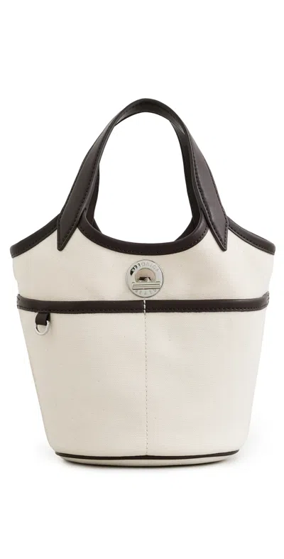 Veronica Beard Canvas Anchor Bucket Bag Espresso/ecru