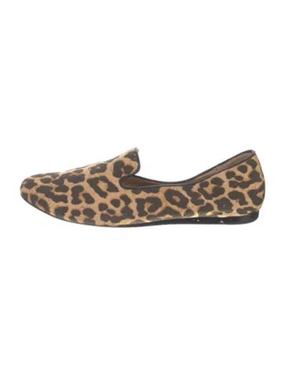 Pre-owned Veronica Beard Canvas Animal Print Loafers In Brown/neutrals