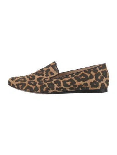 Pre-owned Veronica Beard Canvas Animal Print Loafers In Brown/neutrals