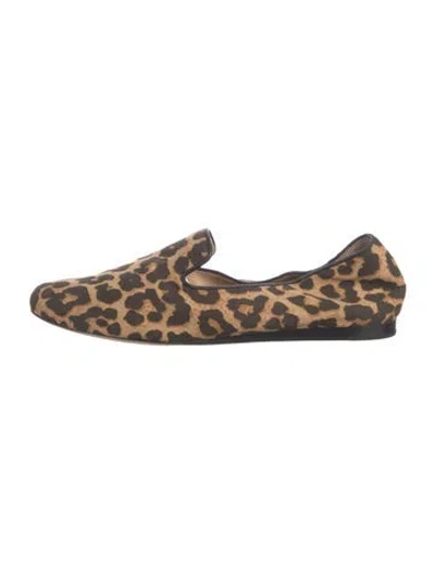 Pre-owned Veronica Beard Canvas Animal Print Loafers In Neutrals
