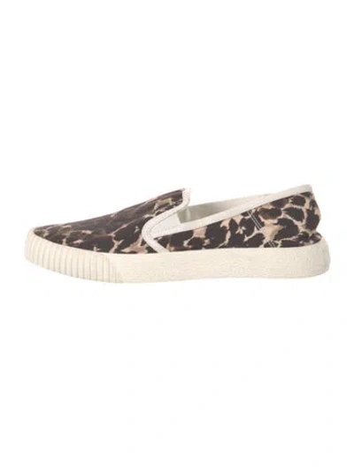 Pre-owned Veronica Beard Canvas Animal Print Sneakers In Brown