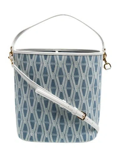 Pre-owned Veronica Beard Canvas Bucket Bag In Blue