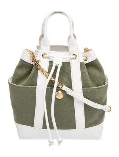 Pre-owned Veronica Beard Canvas Bucket Bag In Green