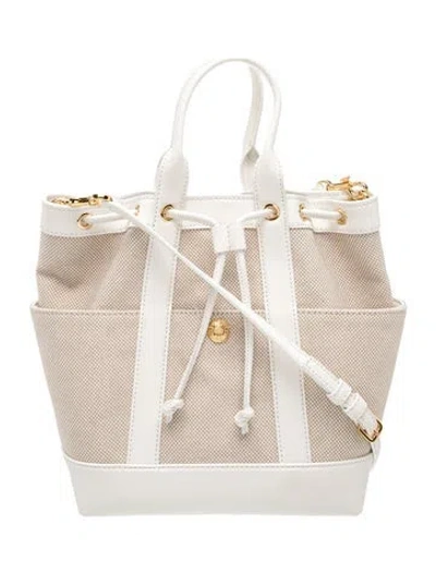 Pre-owned Veronica Beard Canvas Bucket Bag In Neutral