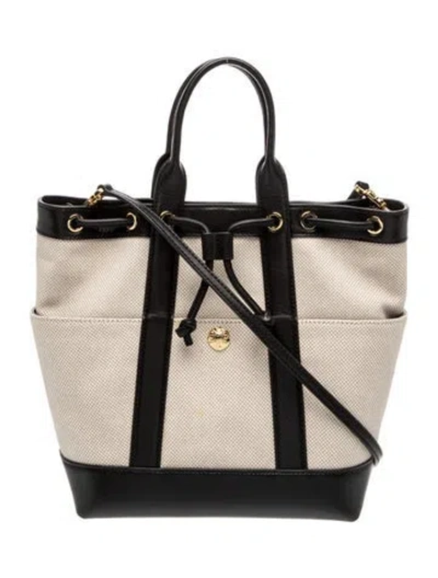 Pre-owned Veronica Beard Canvas Bucket Bag In Neutrals
