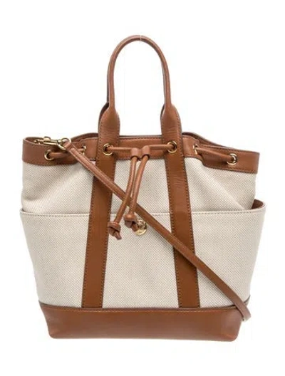 Pre-owned Veronica Beard Canvas Bucket Bag In Neutrals