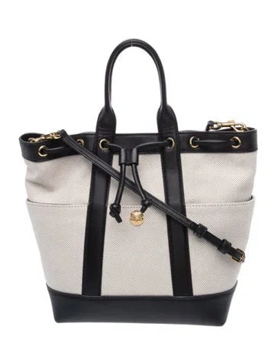 Pre-owned Veronica Beard Canvas Bucket Bag In Neutrals