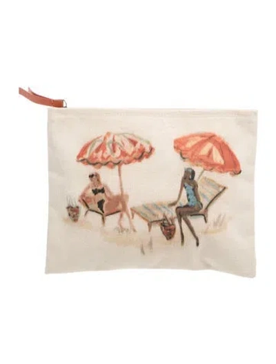 Pre-owned Veronica Beard Canvas Clutch In Neutrals