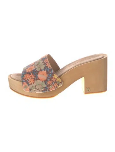 Pre-owned Veronica Beard Canvas Floral Print Sandals In Neutral