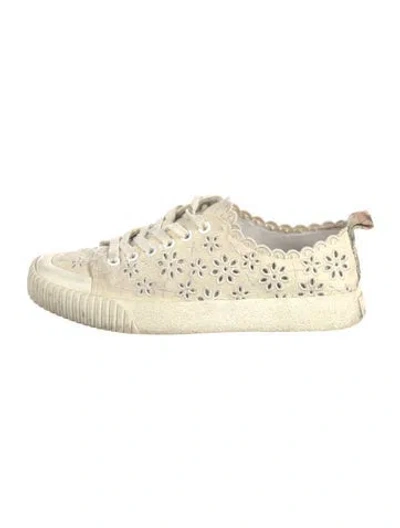 Pre-owned Veronica Beard Canvas Patterned Sneakers In White