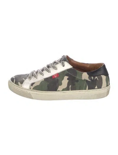 Pre-owned Veronica Beard Canvas Printed Sneakers In Green