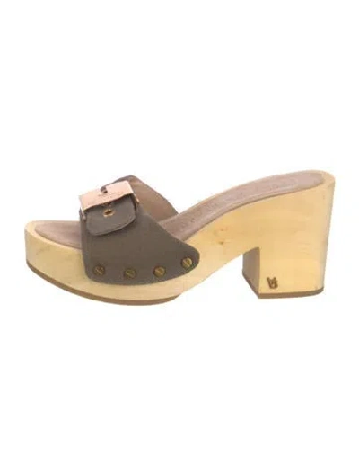 Pre-owned Veronica Beard Canvas Studded Accents Sandals In Green