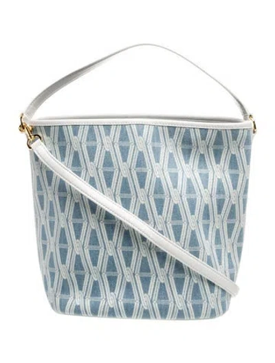 Pre-owned Veronica Beard Canvas Top Handle Bag In Blue