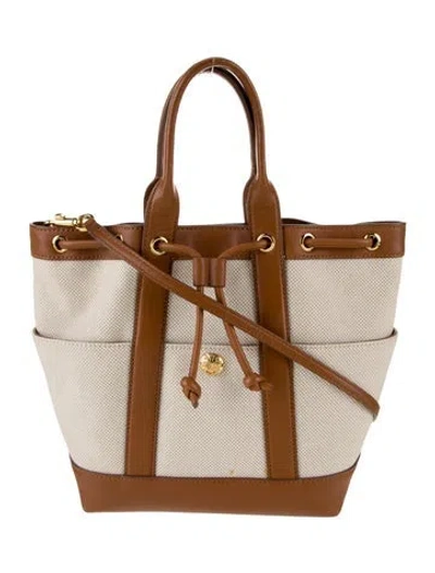 Pre-owned Veronica Beard Canvas Top Handle Bag In Neutral