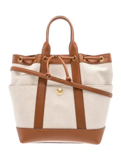 Pre-owned Veronica Beard Canvas Top Handle Bag In Neutrals