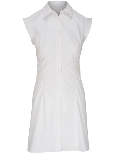 Veronica Beard Cap-sleeve Gathered Shirtdress In White