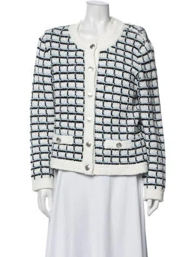 Pre-owned Veronica Beard Cardigan Top Set Patterned Set In White