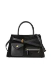 Veronica Beard Cargo Medium Suede Leather Satchel In Black